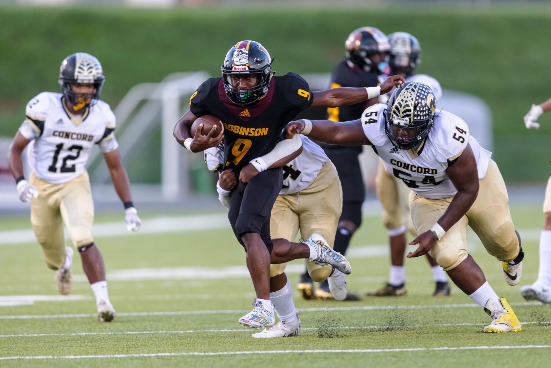 The Jay M. Robinson Bulldogs defeated the Concord Spiders 20-0 on the 2021-22 season opener on Friday night at Jay M. Robinson High School.